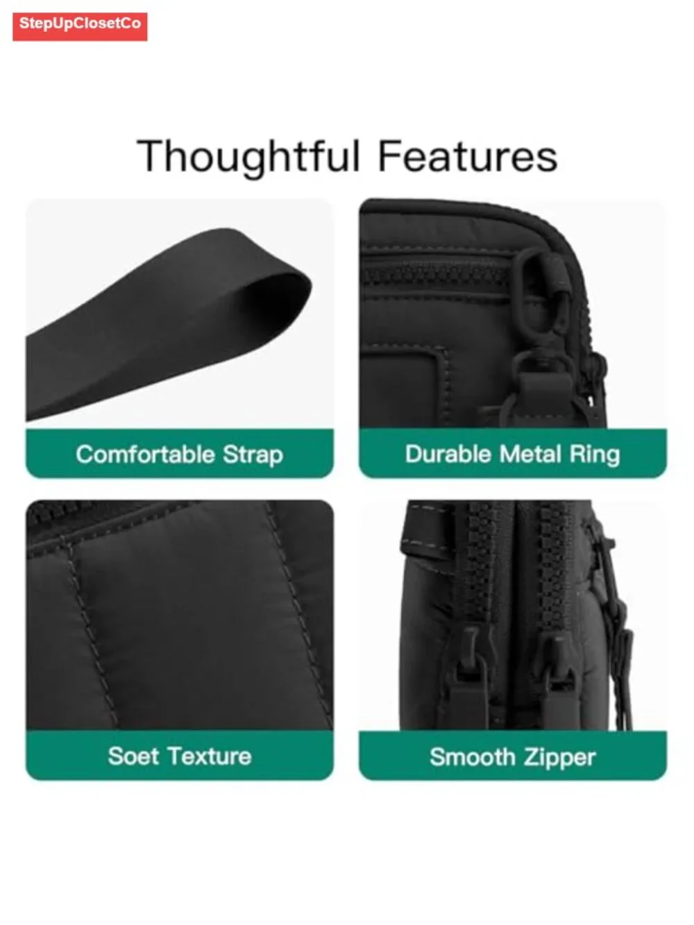Puffy Crossbody Purse Wristlet Wallet RFID Blocking Nylon Women Multi-Way